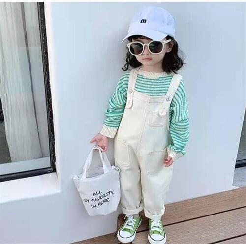 Boys Girls Jeans Overalls 2021 Fashion Spring Summer Children Strap Solid Cotton Jumpsuit Casual Kids Clothing Overalls Pants