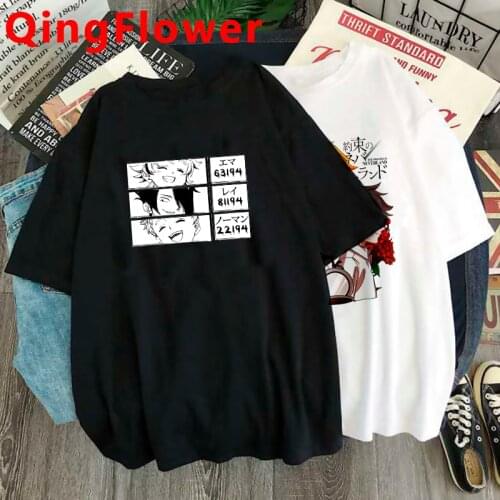 Janpanese Anime The Promised Neverland T Shirt Men Summer Cartoon Tshirt Emma Norman Ray Graphic Tops Tees Unisex T-shirt Male