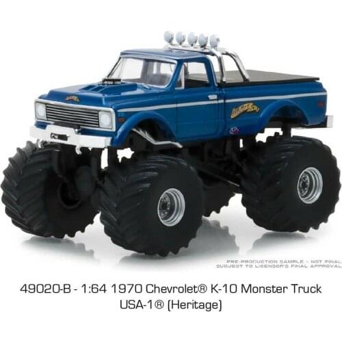 GreenLight 1:64 1970 Chevrolet K-10 Monster Truck alloy toy car toys for children diecast model car Birthday gift