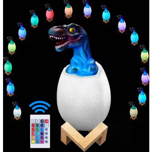 Creative 3D Dinosaur Egg Lamps Night Lights Table Desk Bedroom Decor USB Rechargeable Birthday Gifts