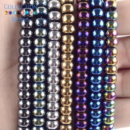 8mm Natural Stone Coloful Rondelle Beads Hematite Loose Spacer Round Beads For Jewelry Accessories Making Bracelet 15