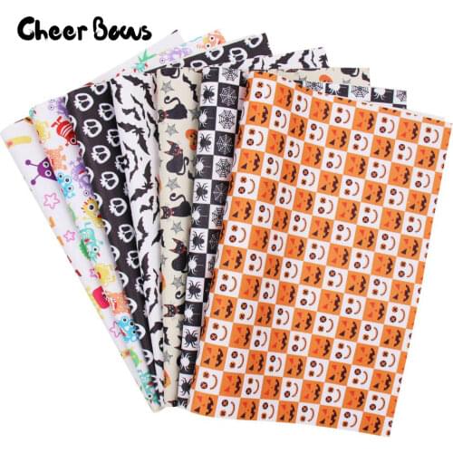 22*30cm Halloween Bat Leather Sheet Synthetic Leather Dark Cat Printed Vinyl Fabric For Bow Handmade Craft Material Supply