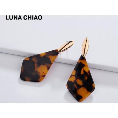LUNA CHIAO Hotsale Geometric Water Drop Shape Tortoise Leopard Print Marble Stone Acrylic Drop Dangle Statement Earrings