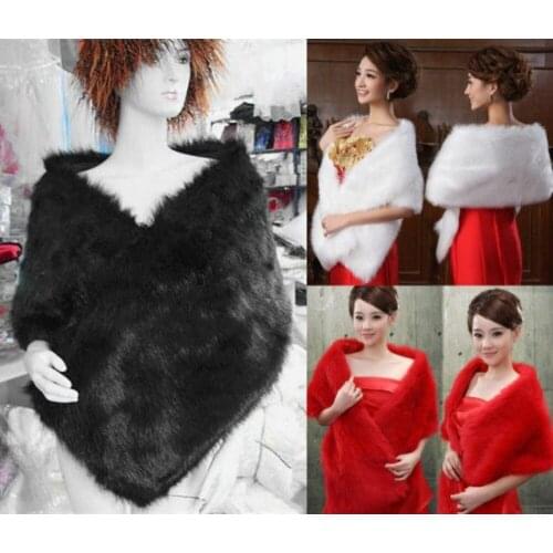 Fashion Bridal Wedding Faux Fur Long Shawl Stole Wraps Shrug Scarf New One Size
