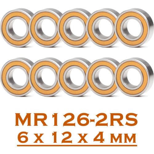 MR126RS Bearing 10PCS 6x12x4 mm ABEC-3 Hobby Electric RC Car Truck MR126 RS 2RS Ball Bearings MR126-2RS Orange Sealed
