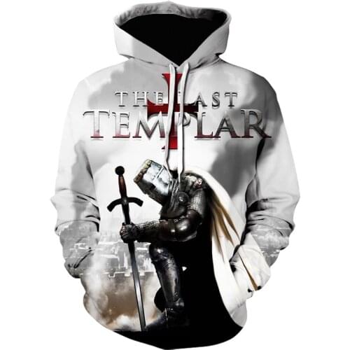 Men Pullover Medieval costume Knights Templar Oversize Hoodie 3D Printing Sweatshirts Warm Hip Hop style Clothes Hoodies Jacket