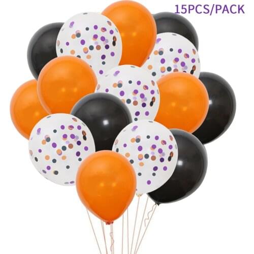 Halloween balloon set 12 inch black orange purple confetti latex balloon set holiday decoration arrangement balloon
