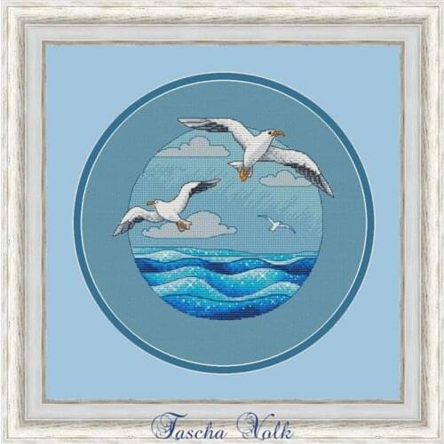 Seagulls flying on the sea 29-27 Cross Stitch Set Chinese Cross-stitch Kit Embroidery Needlework Craft Packages Fabric Floss