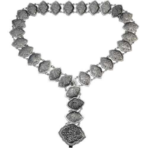 New Fashion Waist Chains Antique Color Carved Flower Gypsy Indian Dance Bell Chains Dress Vintage Turkish Body Chains Jewelry