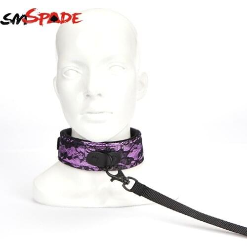 Lace & velvet lining bondage collar,adult sex restraint slave collar for couples,fun flirting sex neck collar &leash for couple