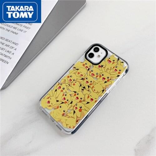 TAKARA TOMY Pokemon Pikachu Transparent Silicone Phone Case for IPhone 6S/7/8P/X/XR/XS/XSMAX/11/12Pro Phone Couple Case Cover