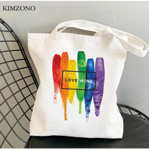 Lgbt Pride Rainbow shopping bag eco reusable canvas cotton tote bolsa bag ecobag bolsas ecologicas reusable sacolas