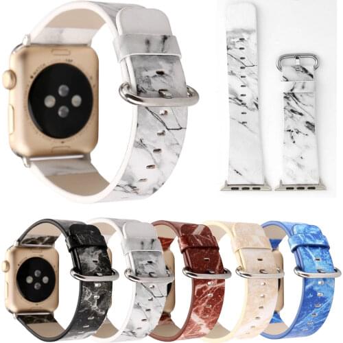 Stylish Striped Marble PU Leather Wristband for Apple Watch Series 5 4 3 2 1 Strap Belt for iWatch 38 40mm 42 44mm Bracelet Band