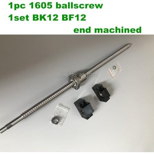 SFU1605 BallScrew 1100 1200 1500 mm + BK12 BF12 End support Rolled Ball screw with single Ball nut for CNC