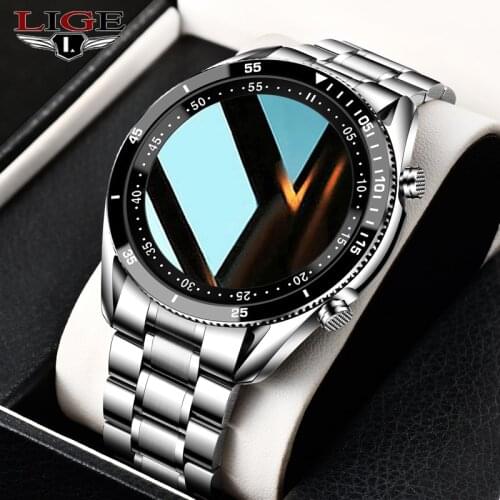 LIGE 2021 New Smart Watch Men Full Touch Screen Sports Fitness Watch IP67 Waterproof Bluetooth For Android Ios Smartwatch Mens