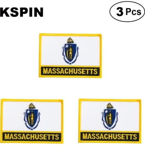 U.S.A Massachusetts Rectangular Shape Flag patches embroidered flag patches national flag patches for clothing DIY Decoration