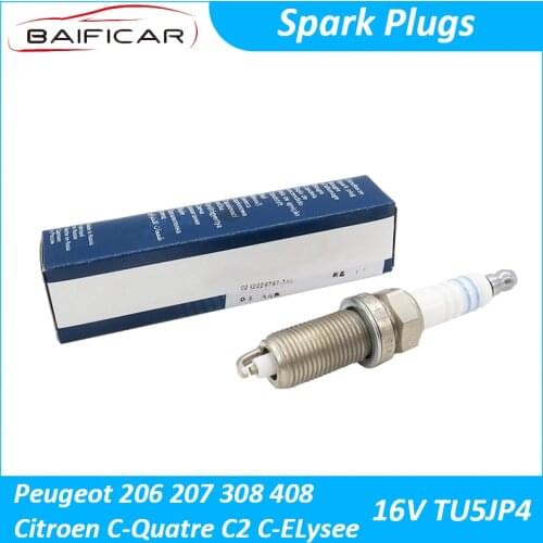 Baificar Brand New Quality Spark Plugs 4PCS Iraurita Plug For Peugeot 206 207 308 408 Citroen C-Quatre C2 C-ELysee 16V TU5JP4
