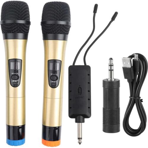 JIY microphone 1-to-2 Universal VHF Wireless Handheld Microphone with Receiver for Karaoke/Business Meeting studio microphone
