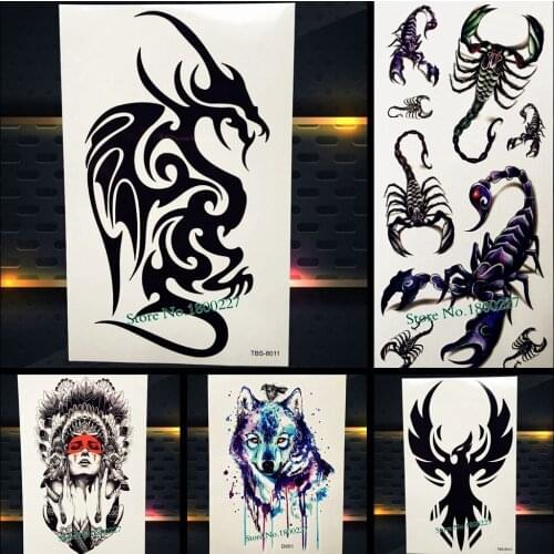 Black Dragon Totem Temporary Tattoo Stickers Waterproof Fake Flash Tattoo Men Body Art Tatoo Abstract Painting Tattoo Arm Legs