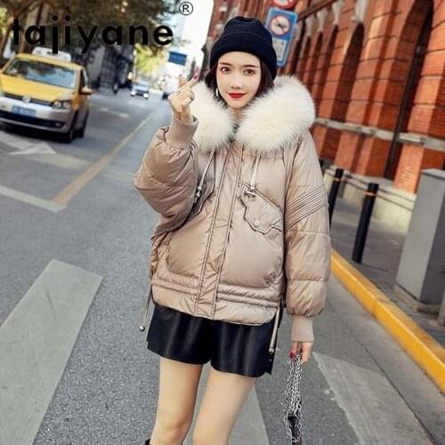 Womens Winter Clothing Real Fox Fur Collar Jackets Female White Duck Down Jacket Woman Hooded Parka Abrigo Mujer TN274