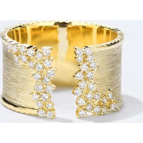 Women Eye-catching Rust-proof Finger Wide Ring Skin-friendly Adjustable Copper Glossy Appearance Jewelry Open Ring Girlfriend