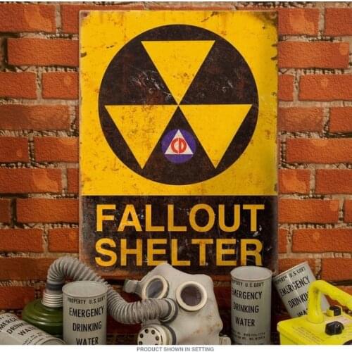 Fallout Shelter Warning Rusted Look Steel Signs Retro Tin Signs Vintage Metal Signs Garage Wall Decor 30cmx40cm