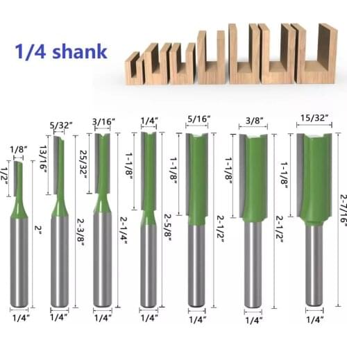 1/7pcs 1/4 Inch Router Bit Shank Single Double Flute Straight Router Bit Milling Cutter For Wood