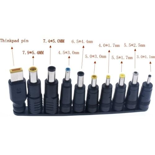 Hot 10Pcs/set Universal for Notebook Laptop DC Power Charger Supply Adapter Tips Connector Jack to Plug Charging