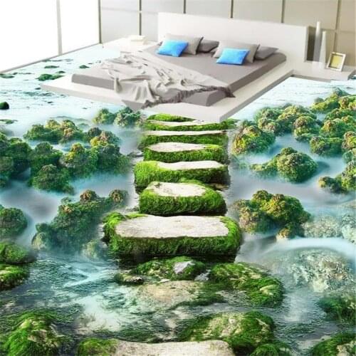 Beibehang Modern bathroom Custom 3D floor mural wallpaper wear non-slip waterproof thickened self-adhesive PVC floor painting