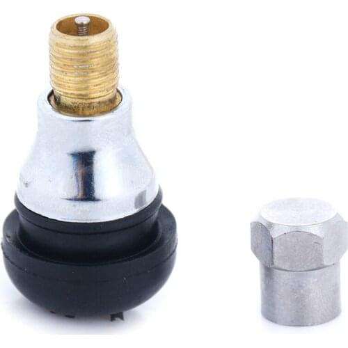 4PCS Car Motorcycle Tire Valve Core TR412ac Rubber Wheel Tire Valve Stems With Chrome Caps Chrome Alloy