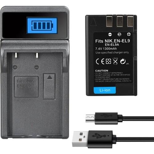 EN EL9 Battery For Nikon D40 D60 D40X D5000 D300 L15 ENEL9A Camera Batterie Charger 1300mAh ENEL9 EN-EL9a