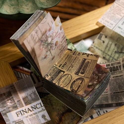 365PCS Sulfuric Acid Material Paste Papers Material Book Vintage Collage Journaling Hand account Memo Pad Book Journal Decor
