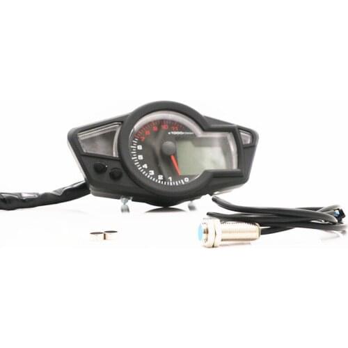 Motorcycle Kmh/Mph Digital LCD Gauge Speedometer Tachometer Odometer Cafe Racer Old School Street bike