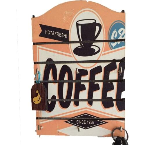 Wooden Key Holder Wall Mount 6 Hanger Hook Creative Home Decoration Gift Organization Coffee