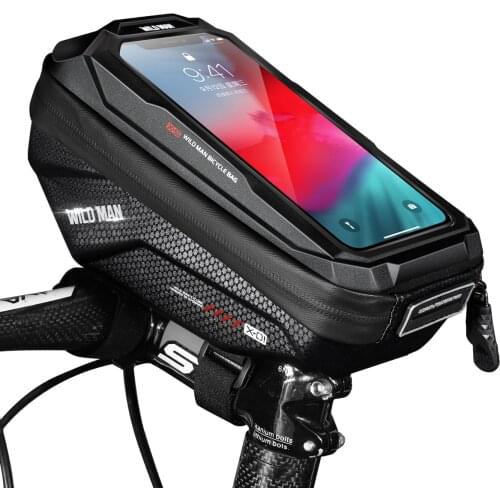 WILD MAN Bicycle Head Tube Cycling Bike Handlebar Cell Mobile Phone Bag Case Holder Screen Phone Mount Bags Case For 6.7in