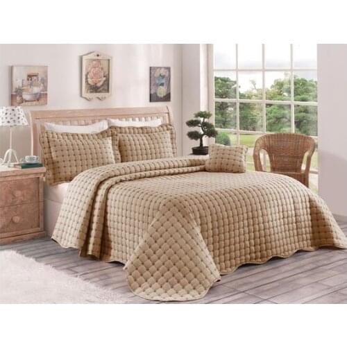 DowryWorld - Meltem Double Bed Cover Cappuccino Color