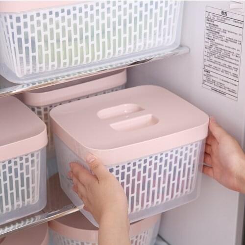 Double Layer Kitchen Food Container With Drain Basket Multi-capacity Household Fruits Vegetables Storage Container