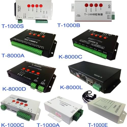 K-1000C K-8000D T-1000A T-8000A Programmable DMX SPI SD Card DC12V-24V Used For RGB Full-Color LED Pixel Controller Light Bar
