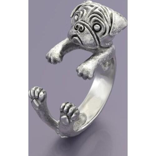 Fei Ye Paws Antique 3 coior Retro Pug Ring Men Jewelry Lover Animal Anillos Mujer Hippie Rings For Women Aneis Best Friend Gift