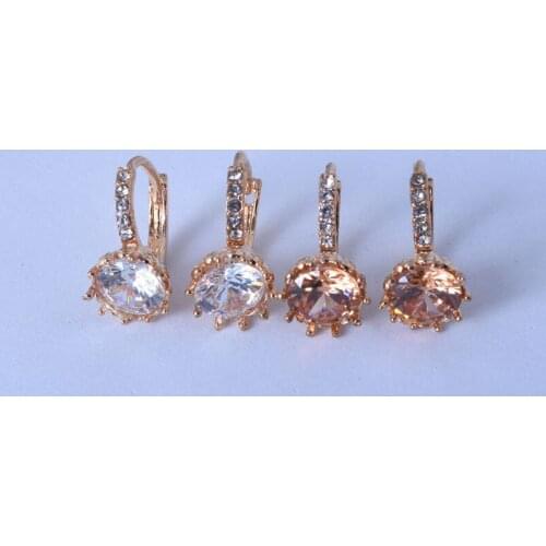 Korean Version Simple Gold Color Earrings Fashion Female Personality Versatile Inlay Zircon Earring Charm Women Cocktail Jewelry