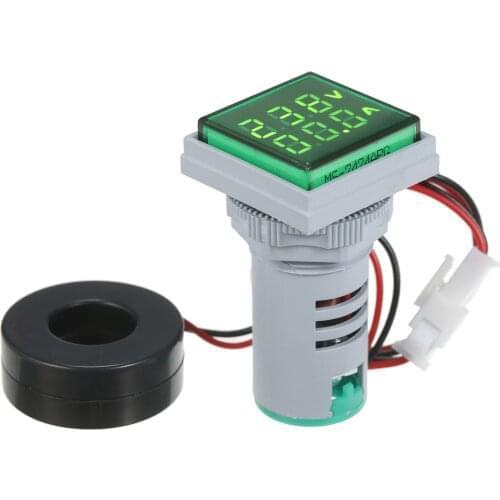 Square Digital Volt-ammeter Voltammeter Ammeter Voltmeter Double LED Voltage&Current Meter Indicator Monitor AC Panel Meter