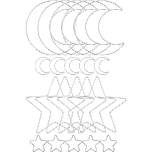 Moon Star Dream Catcher Metal Hoop Rings Circle Macrame for DIY Craft Dream Catcher Making Home Wall Hanging Decoration