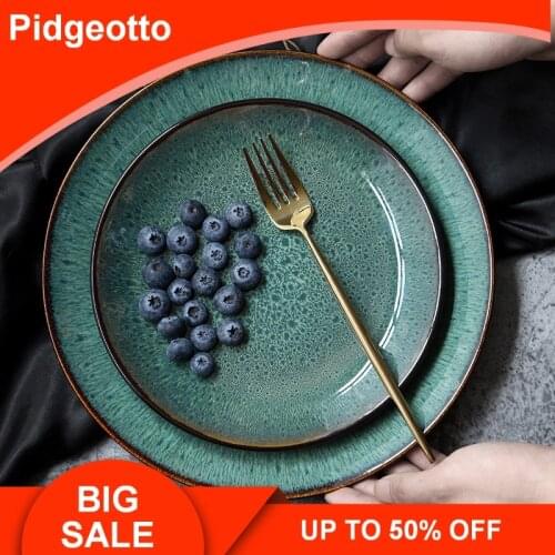 Fashion Malachite Green Variable Glaze Disc Creative Western Steak Pasta Dish Home Breakfast Fruit Salad Plate Free Shipping