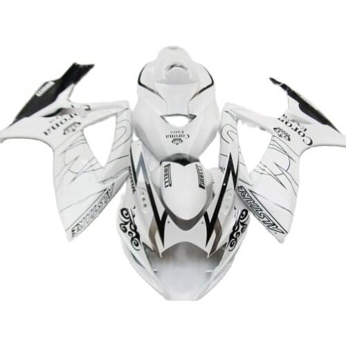 Injection Motorcycle Fairings for SUZUKI GSXR 600 750 2006 2007, White Black fairing kit GSXR600 GSXR750 06 07 PL252