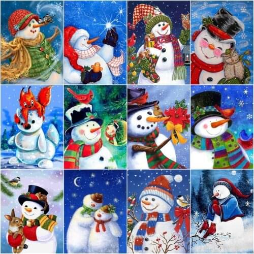 GATYZTORY Snowman Scenery Paint By Numbers For Children Christmas Gift Paint Kits DIY Framed On Canvas Home Wall Decor Picture
