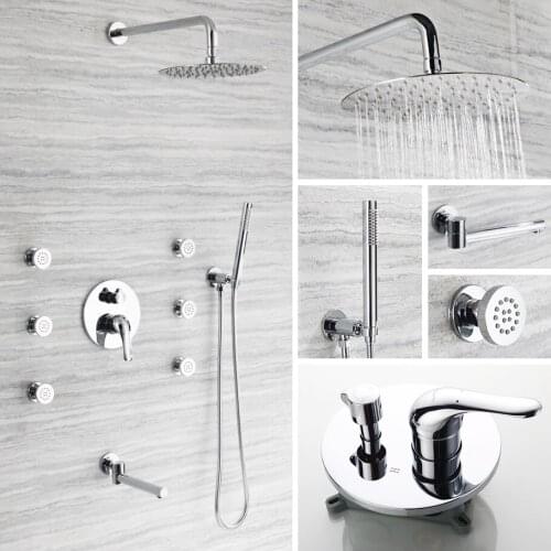 Wall Mount Bathroom Rain Waterfall Shower Faucets Set Concealed Shower System Chrome Cold Hot Mixer Faucet Tap