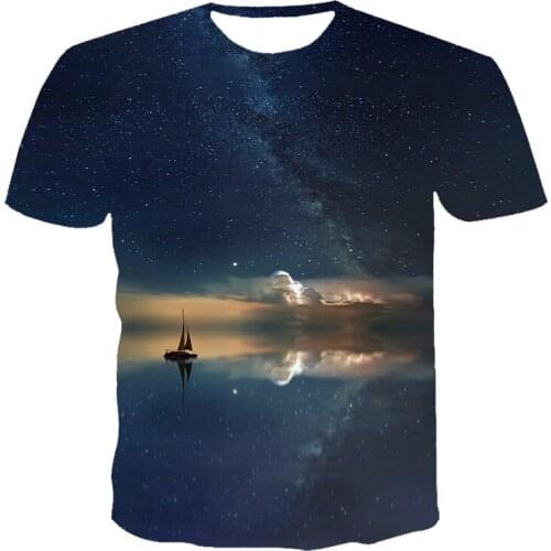 2021 New 3D Starry sky T-Shirt Punk T-Shirt Men Printed Casual Fashion Shirt O Neck Hip Hop Short Sleeve Plus-Size