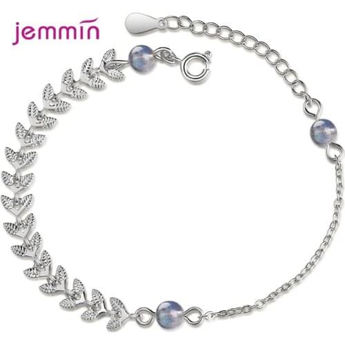New Models Fashion Charm Bracelet For Women Girls Genuine 925 Sterling Silver Leaves Shape Hand Chain Bracelet Jewelry Gift
