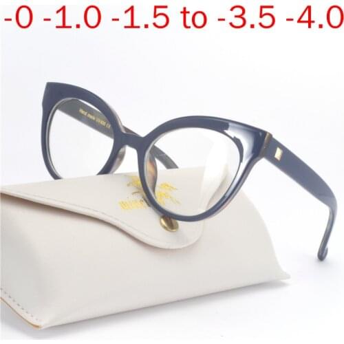 Female Blue Light Blocking Cat Myopia Glasses Men Women Diopter Anti Blue Myopic Glasses -1.0 1.25 1.5 1.75 2.0 2.25 ... 4.0 NX