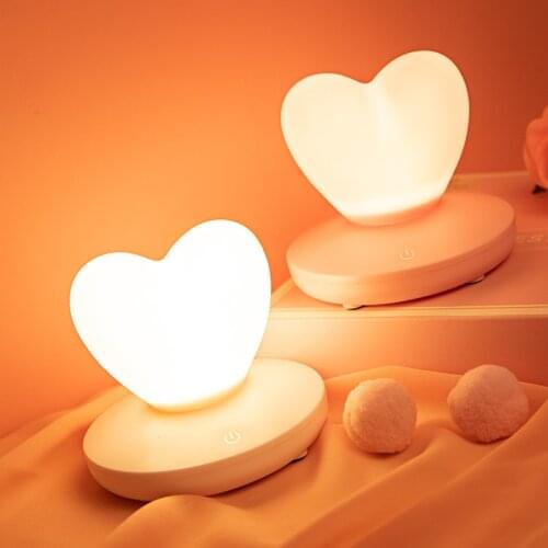 Romantic Love Heart LED Night Light Touch Control Table Lamp for Valentines Day Anniversary Gift Home Decor USB Rechargable
